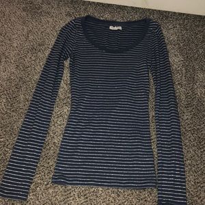 Navy long sleeve striped top